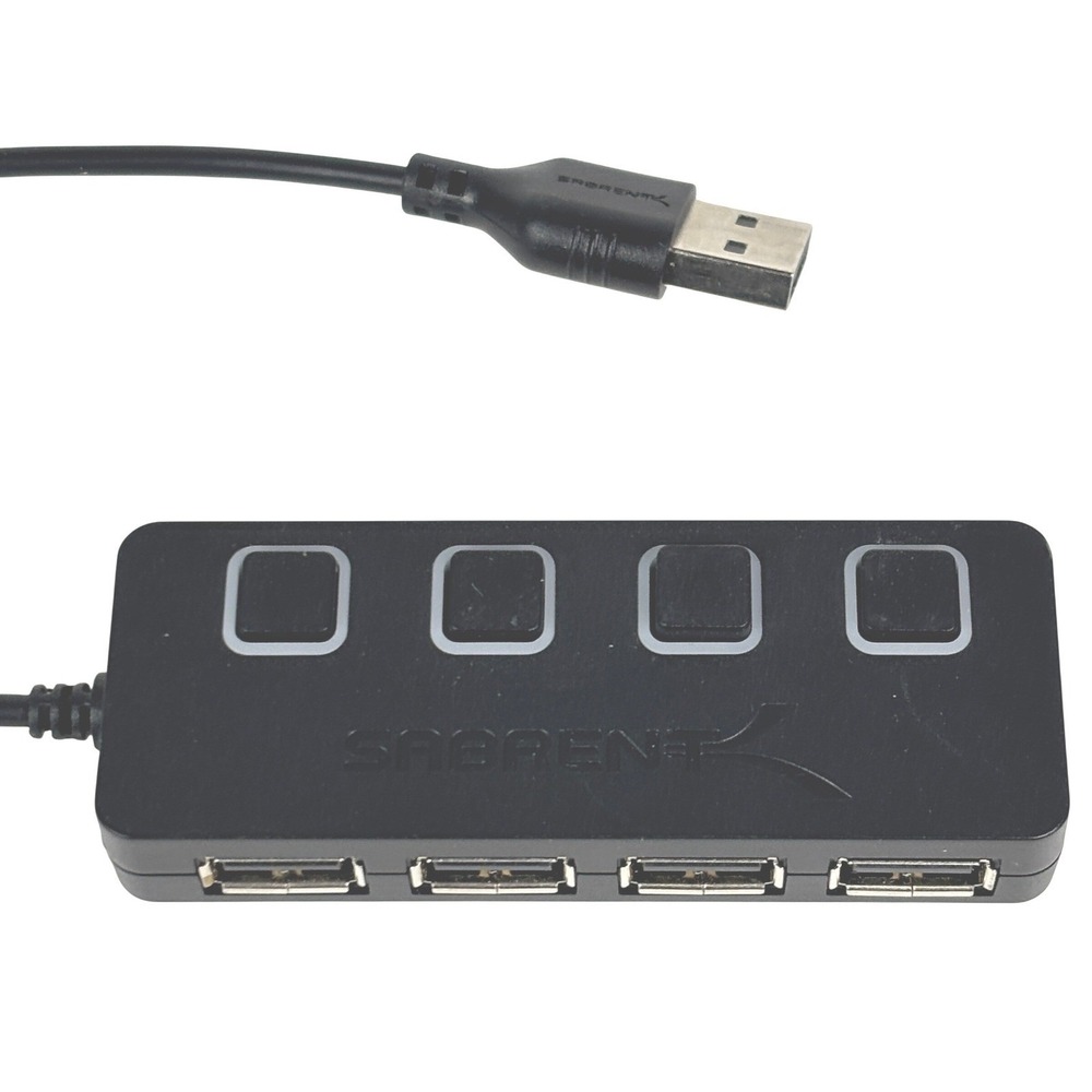Sabrent 4-Port USB 2.0 Hub with Individual Power Switches HB-UMLS Black